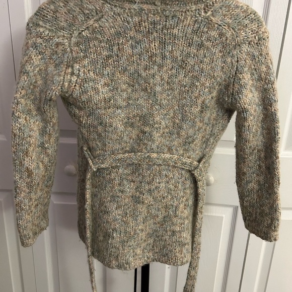 B.Moss Wool Blend Pastel Color Belted Cardigan Sweater - Picture 4 of 5